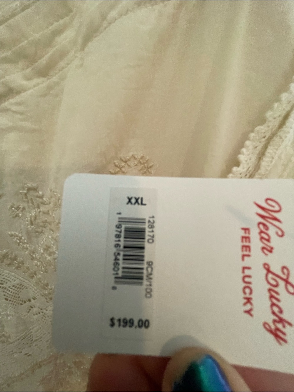 Lucky Brand Cream Boho Embroidered Solid Cotton Maxi Dress- Gorgeous Details! - Picture 9 of 11